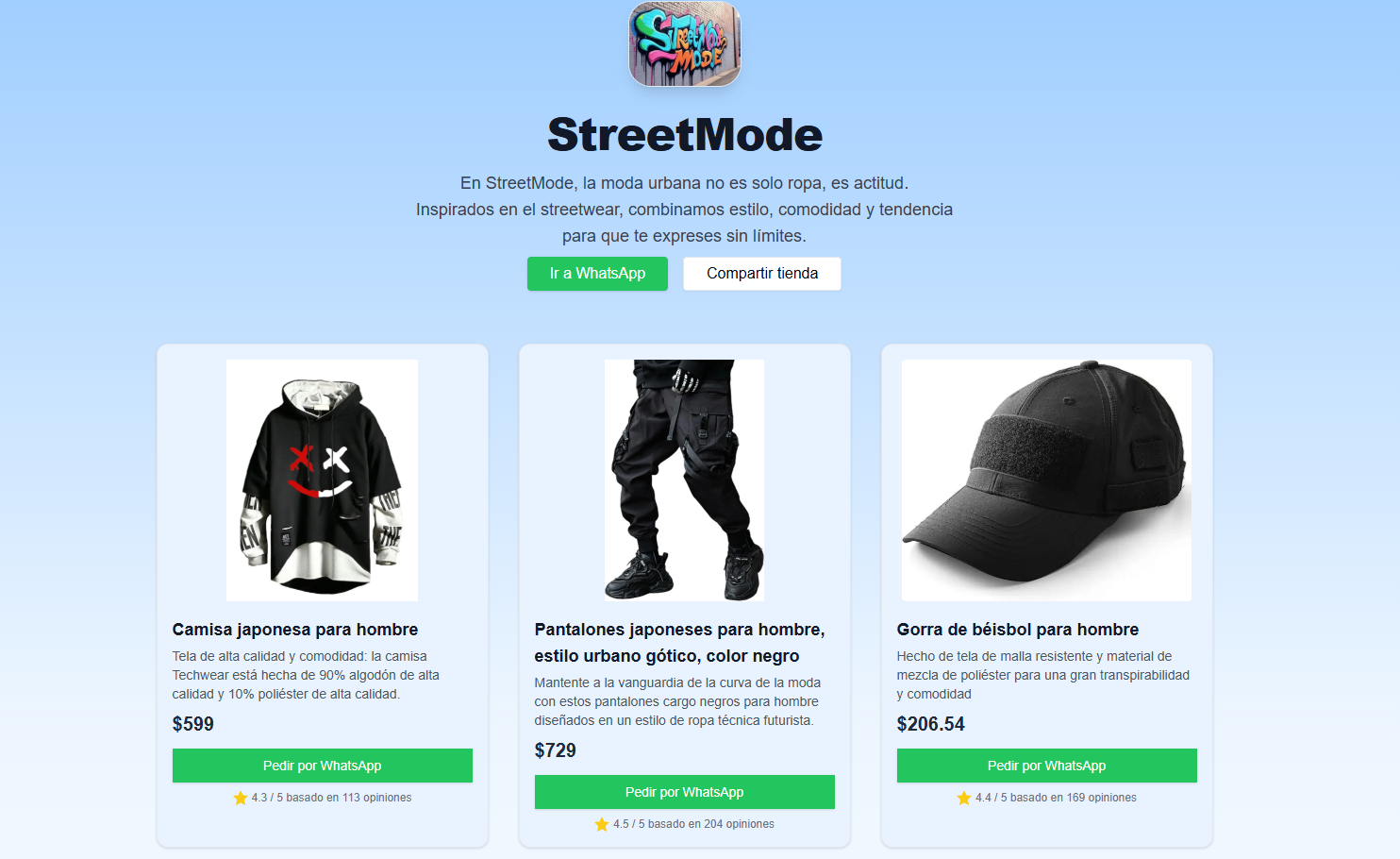 Ejemplo de tienda online